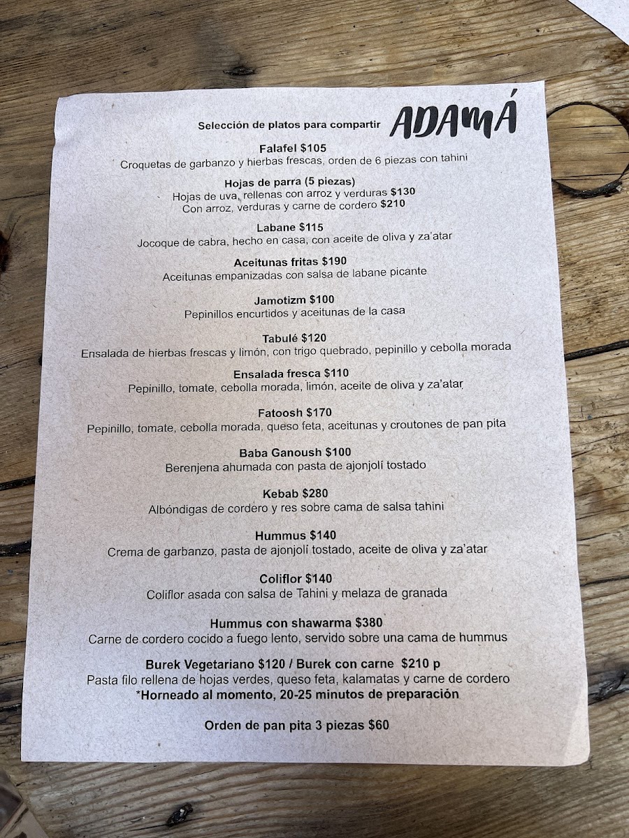 Menu - Adamá photo 2