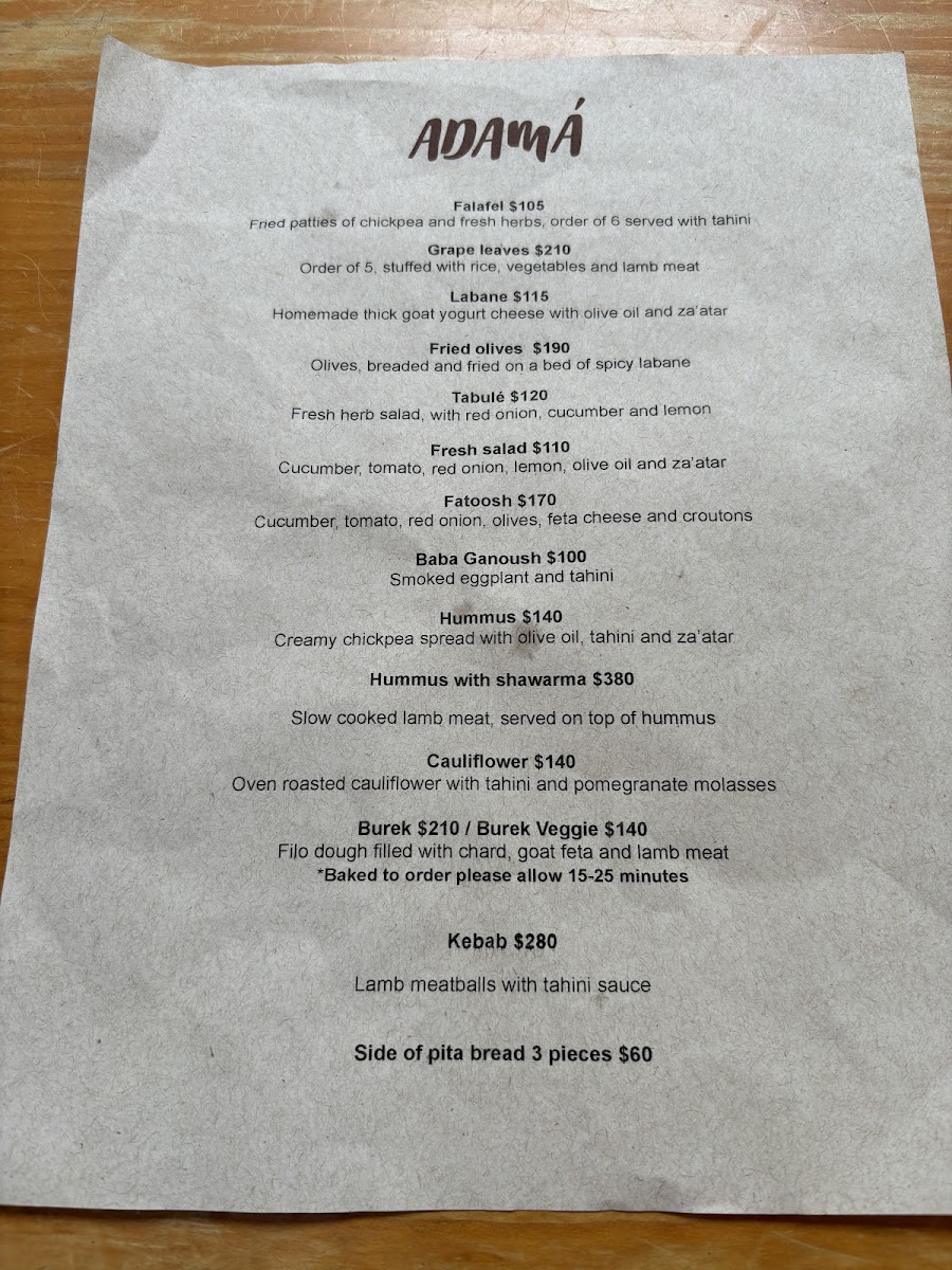 Menu - Adamá photo 5