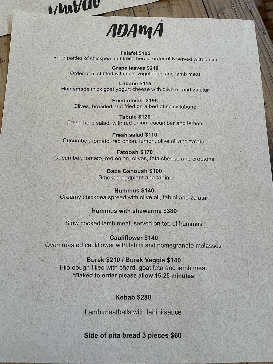 Menu - Adamá photo 6